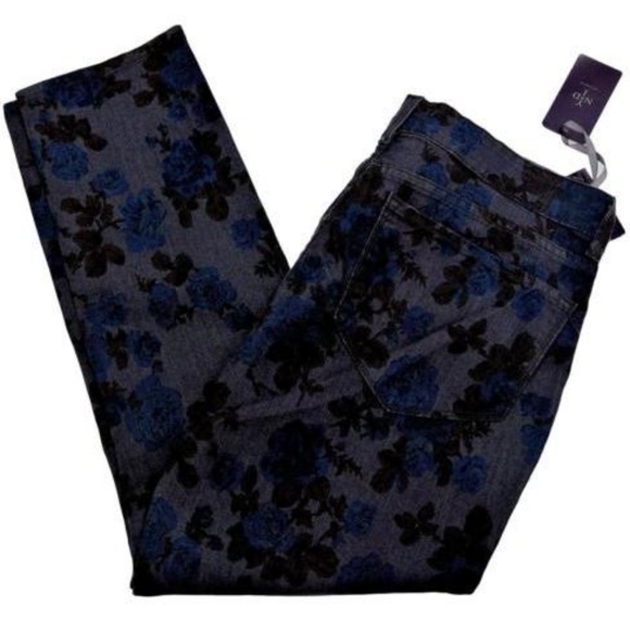 New NYDJ Sheri Jeans in Wild Rose Print 14P - Picture 1 of 2